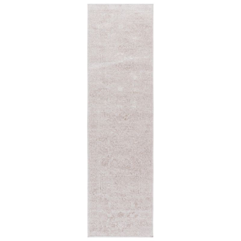 Elegant Gray and Cream Floral Synthetic Runner Rug, 27"x6"