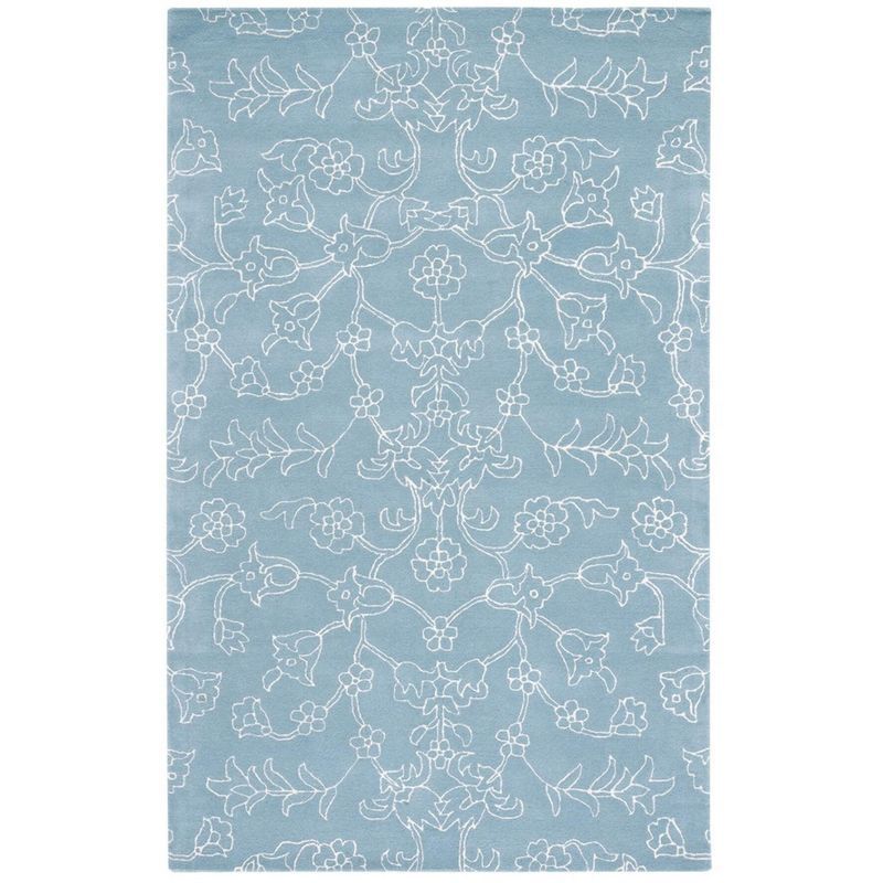 Blue and Ivory Handmade Wool Tufted Area Rug