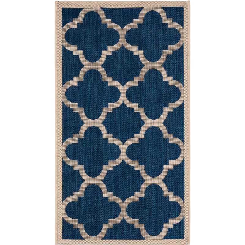 24" Chic Black Moroccan Tile Indoor/Outdoor Flatweave Rug