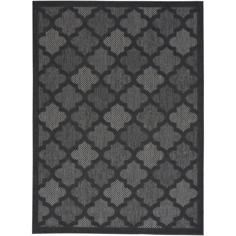 Charcoal Black Synthetic Trellis 5' x 7' Area Rug