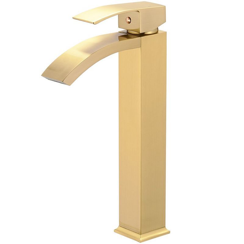 Brushed Gold Single Handle Waterfall Vessel Sink Faucet