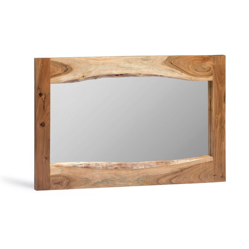 Acacia Wood Square Live Edge Mirror with Natural Finish