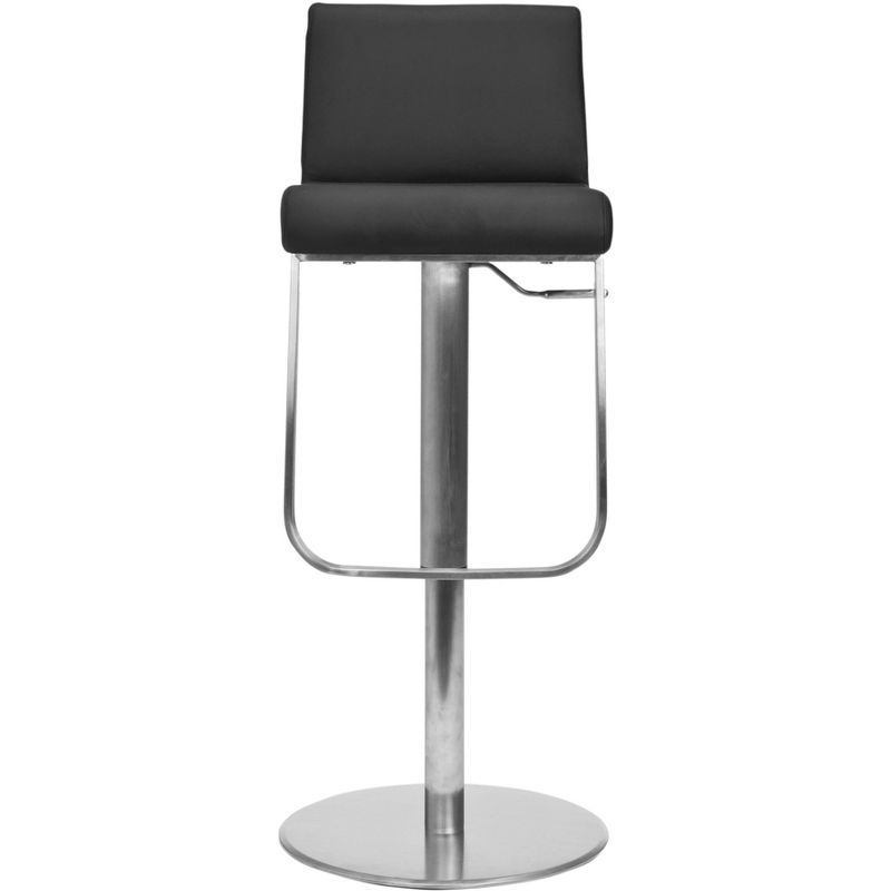 Black Adjustable Swivel Bar Stool with Stainless Steel Base