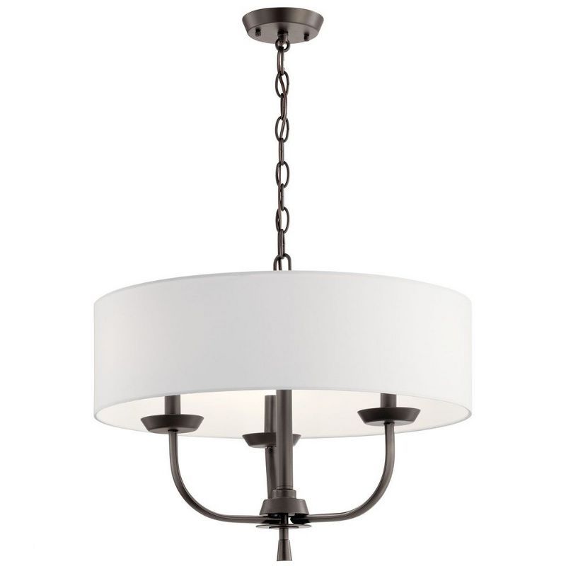 Olde Bronze Mini Drum 3-Light Chandelier with White Shade