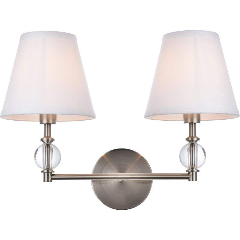 Bethany 2-Light Satin Nickel and White Fabric Wall Sconce