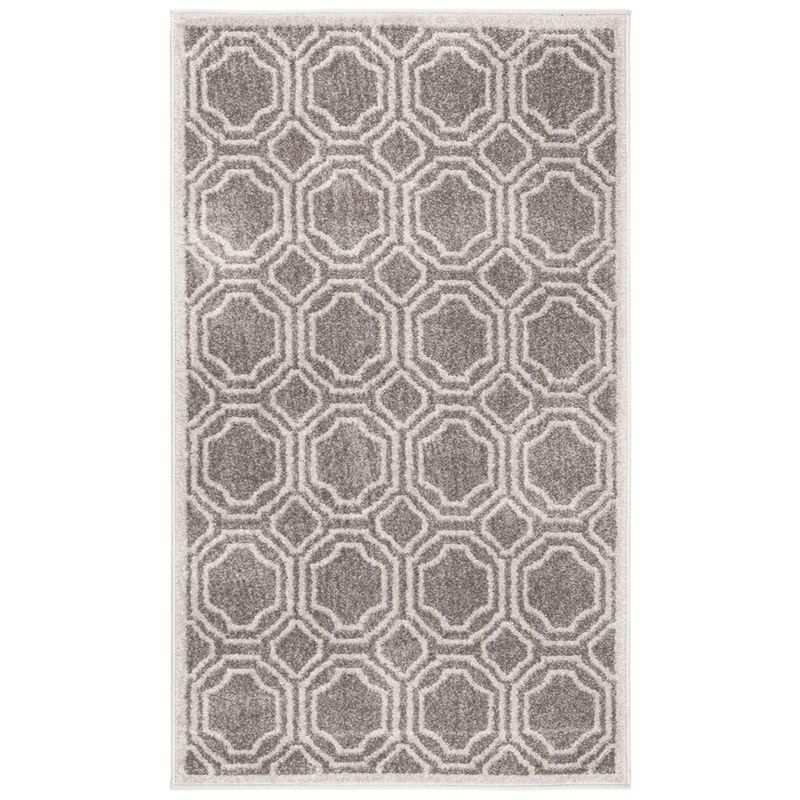 Grey and Light Grey Geometric Synthetic Area Rug, 4' x 6'