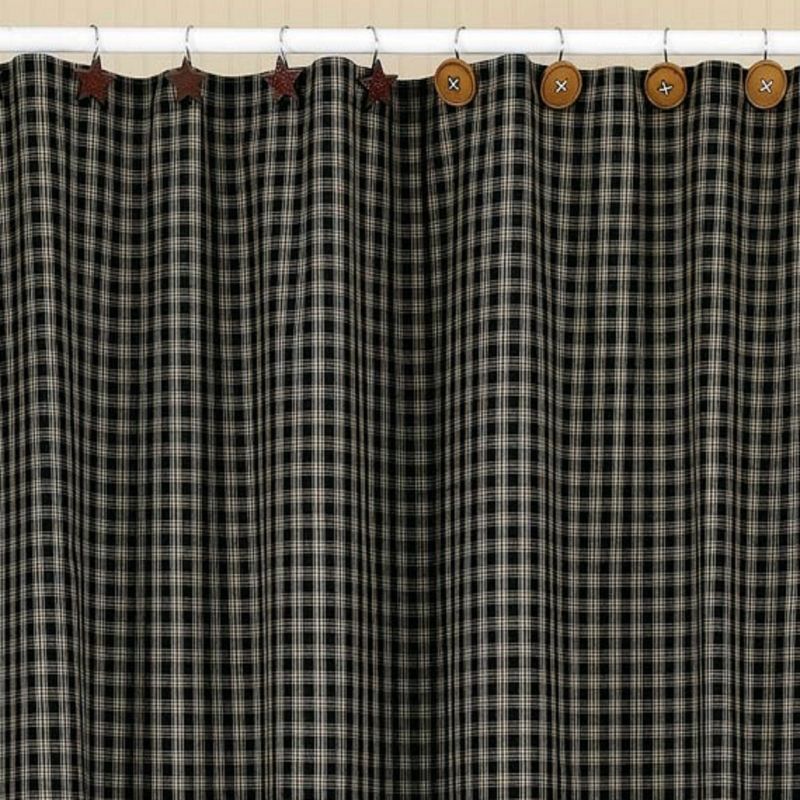 Sturbridge Black and Tan Plaid Cotton Shower Curtain