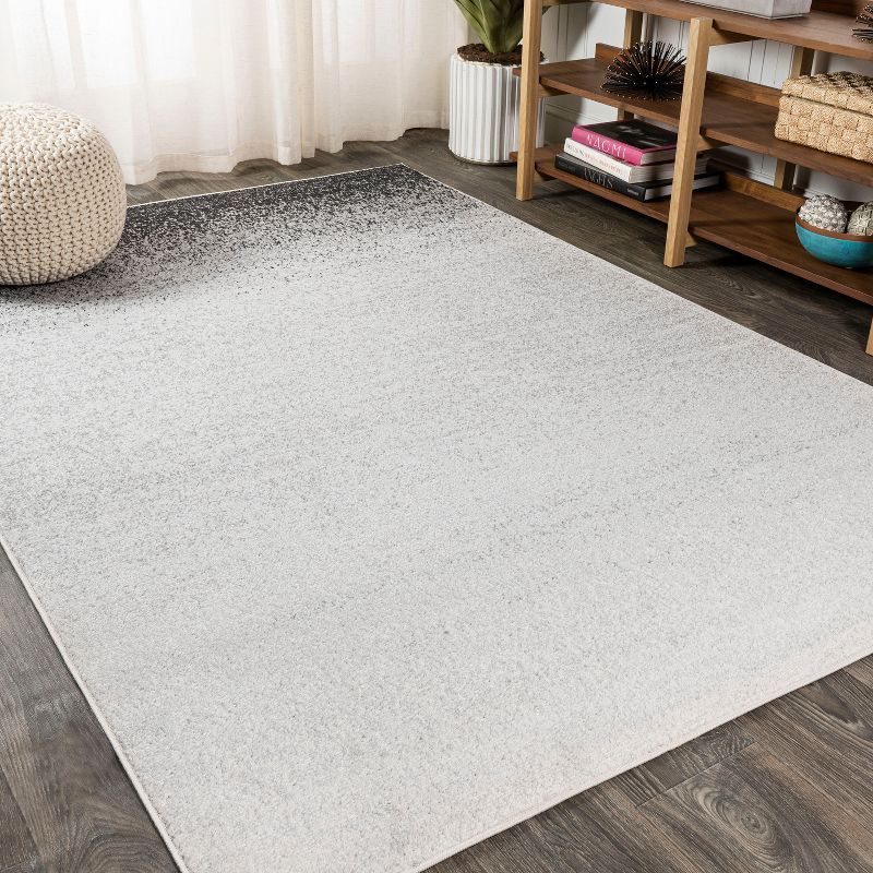 Gray and Cream Abstract Reversible 4' x 6' Synthetic Rug