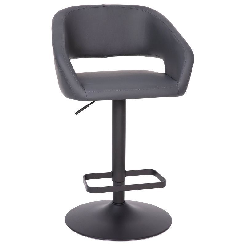 Gray Vinyl Adjustable Swivel Barstool with Black Metal Base