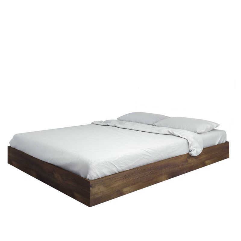 Nexera Elegance Queen Platform Bed in Truffle Brown with Floating Design