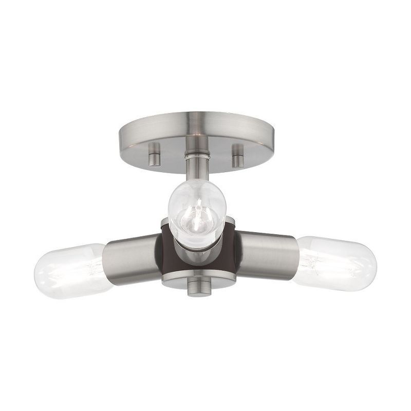 Copenhagen Brushed Nickel 3-Light Flush Mount Ceiling Fixture