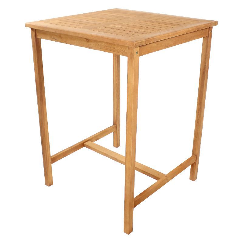 Sunnydaze 31.5" Square Teak Wood Outdoor Bar Table