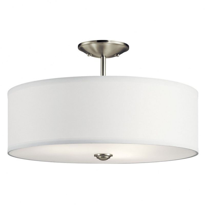 Shailene 18" Brushed Nickel Semi-Flush Mount Light with Satin Etched Shade