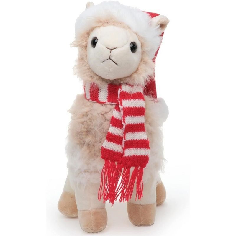 Holly the Holiday Llama Plush with Santa Hat and Scarf, 10 Inches