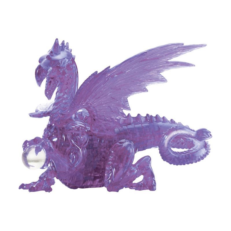 Purple Translucent Crystal Dragon Puzzle with Marble Egg