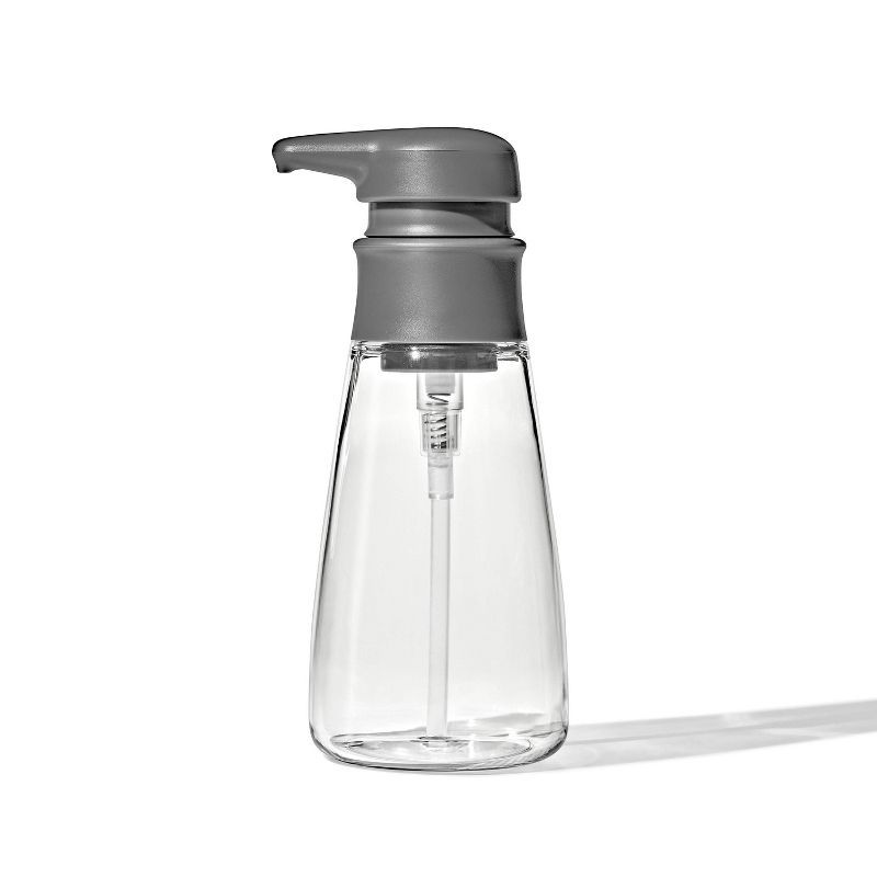 OXO 15oz Gray Plastic Soap Dispenser with Wide Base