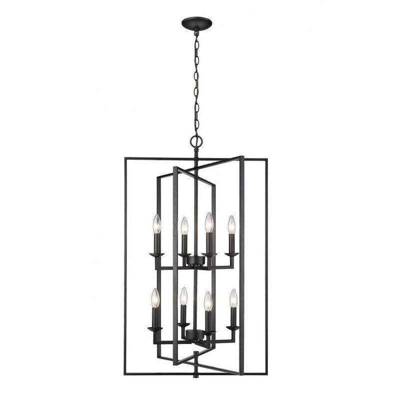 Nellis Matte Black 8-Light Geometric Pendant Chandelier