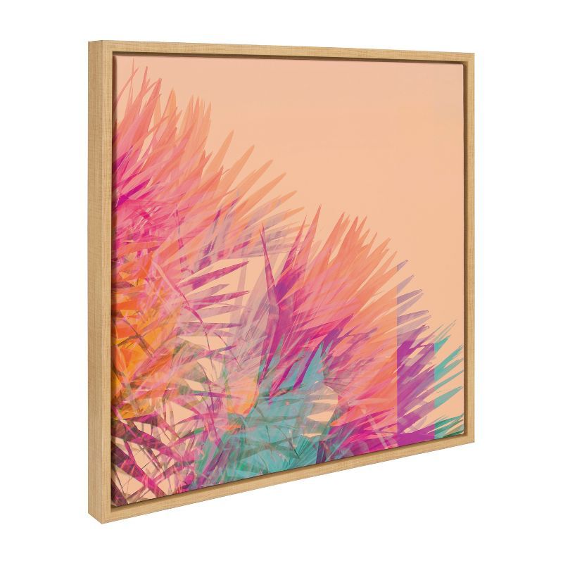 Sylvie Sun Burn 2 Framed Abstract Canvas Art, 22x22, Natural