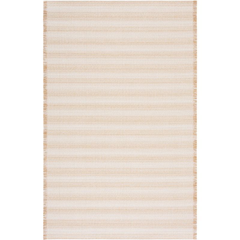 Ivory and Gold Flat Woven Striped Area Rug, 4' x 6'