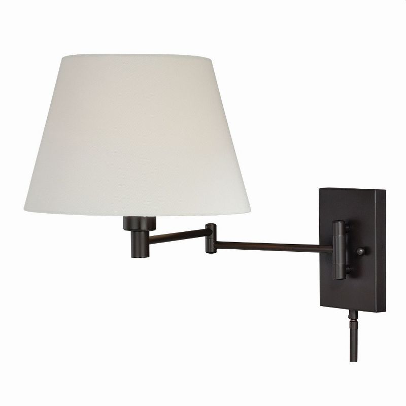 Chapeau New Bronze Swing Arm Wall Sconce with Silk Shade