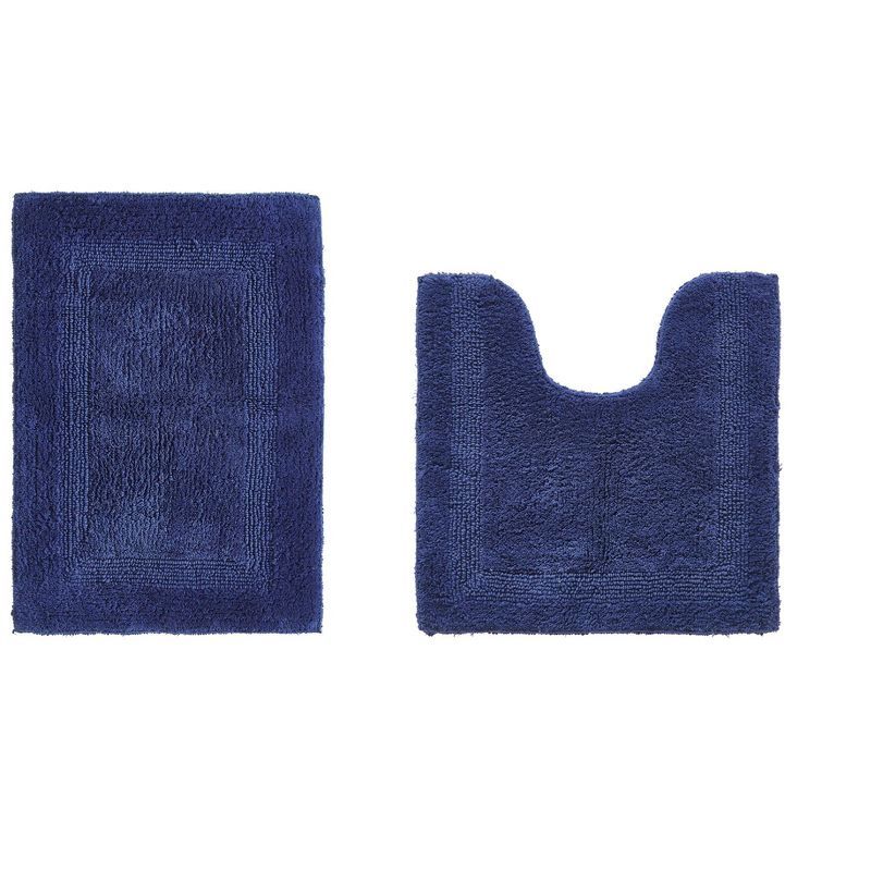 Navy Cotton Tufted Reversible 2-Piece Bath Rug Set
