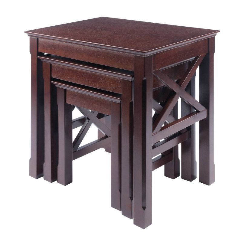 Cappuccino Wood 3-Piece Rectangular Nesting Tables