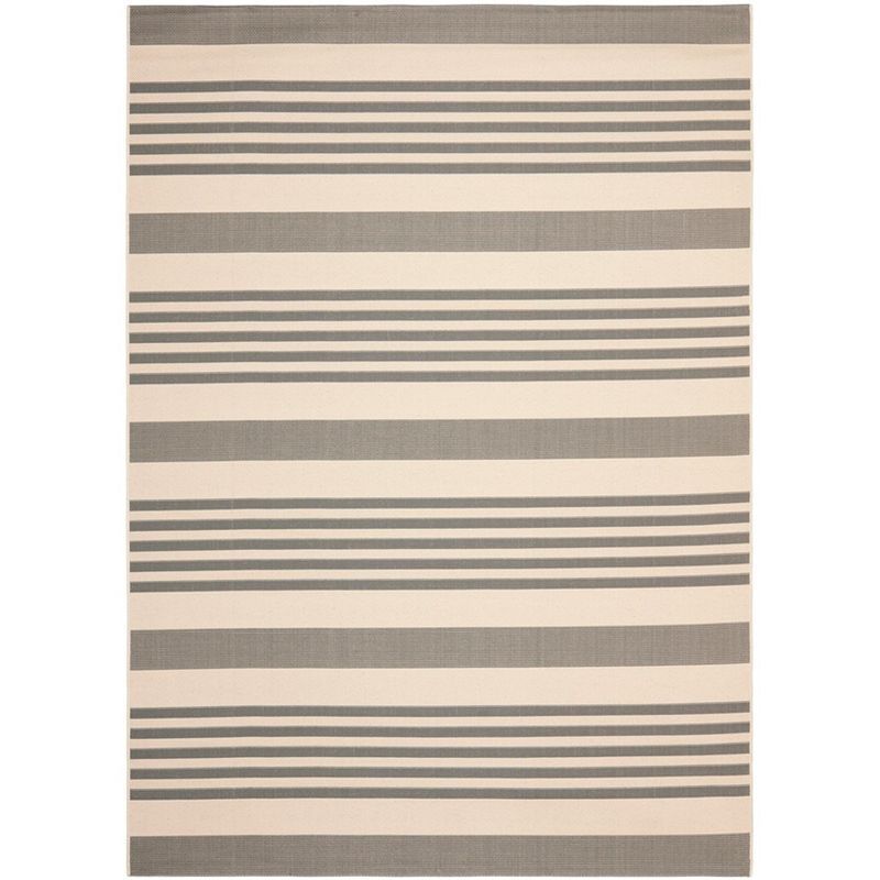 Gray and Bone Striped Indoor/Outdoor Area Rug