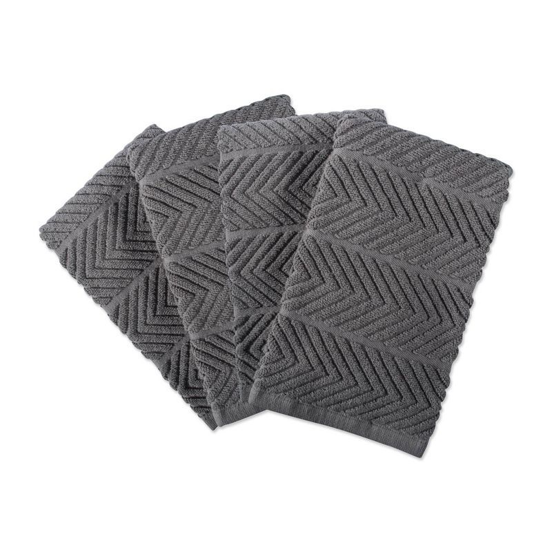 Gray Chevron Terry Cotton Dish Towel Set, 4-Pack