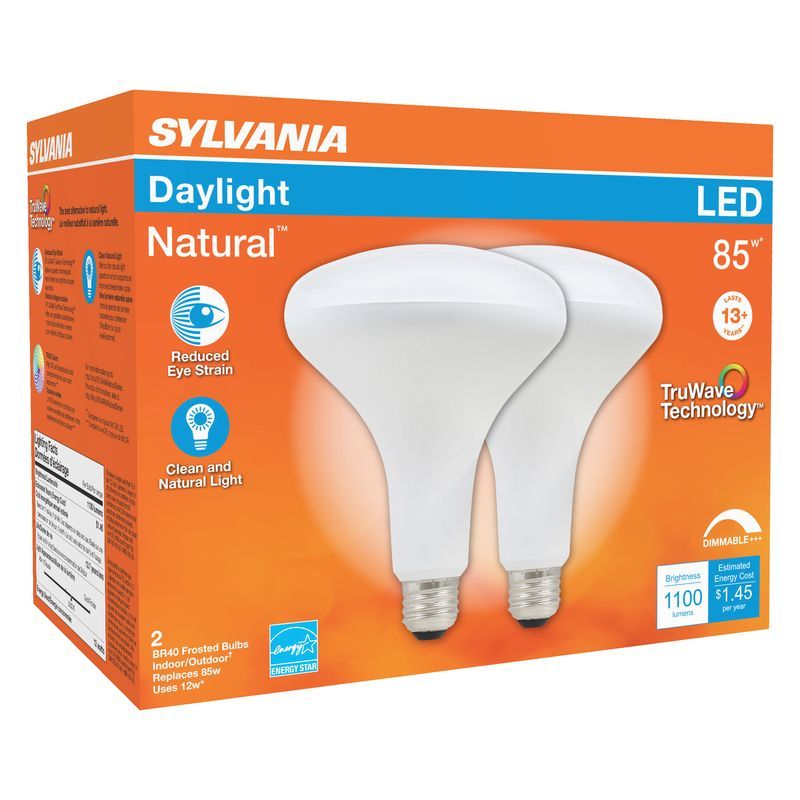 Sylvania Daylight Natural 85W Equivalent Frosted LED Floodlight Bulbs