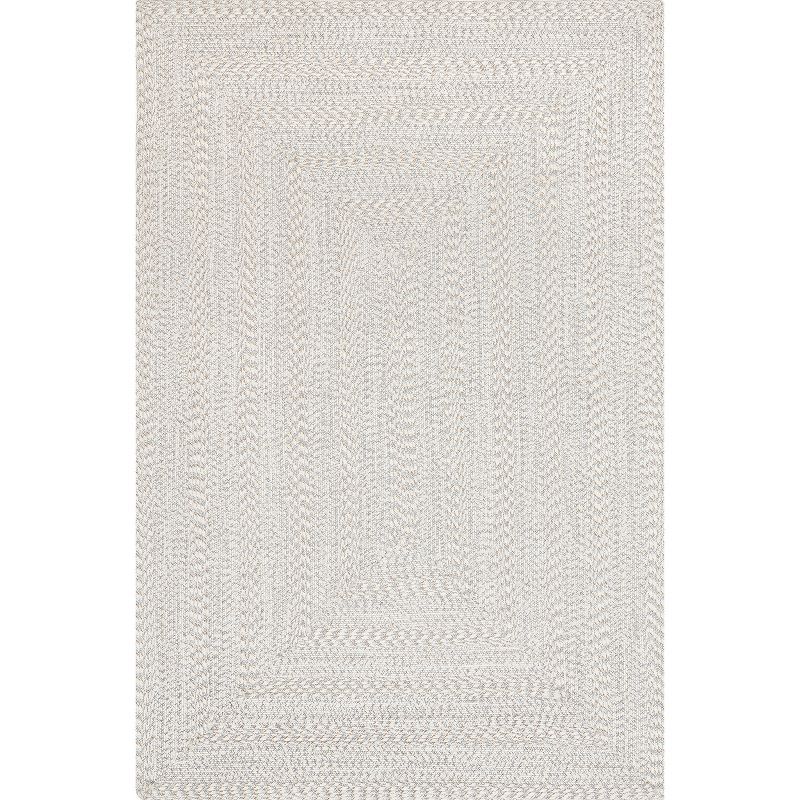 Ivory Braided Synthetic 5' x 8' Easy-Care Indoor/Outdoor Rug