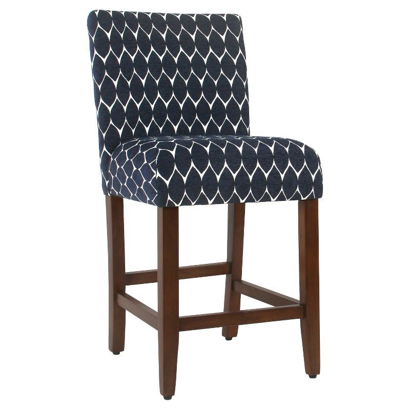 Navy Classic Parsons 24" Upholstered Counter Stool with Wood Legs