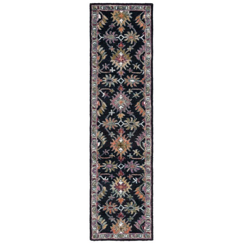 Handmade Black Wool Tufted Runner Rug, 2'3" x 9'
