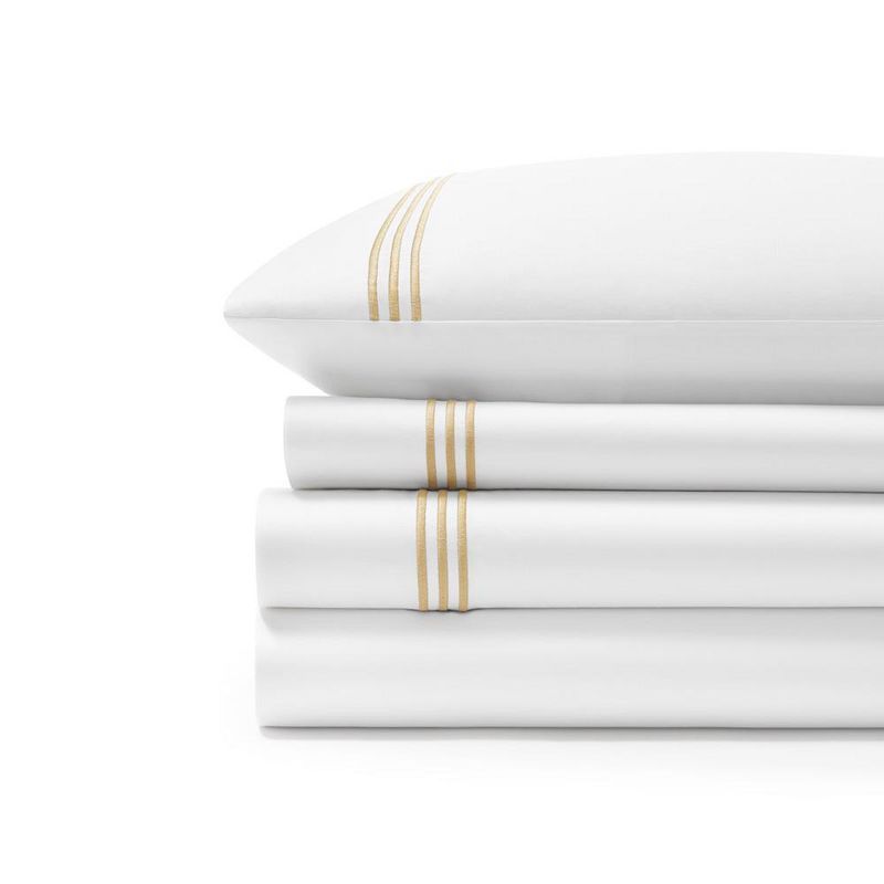 California King Sesame Embroidered Satin Sheet Set