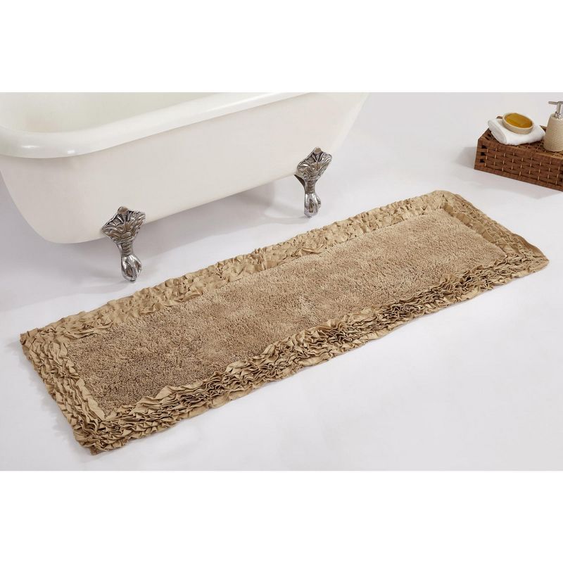 Beige Shaggy Border 100% Cotton 20" x 60" Bath Rug