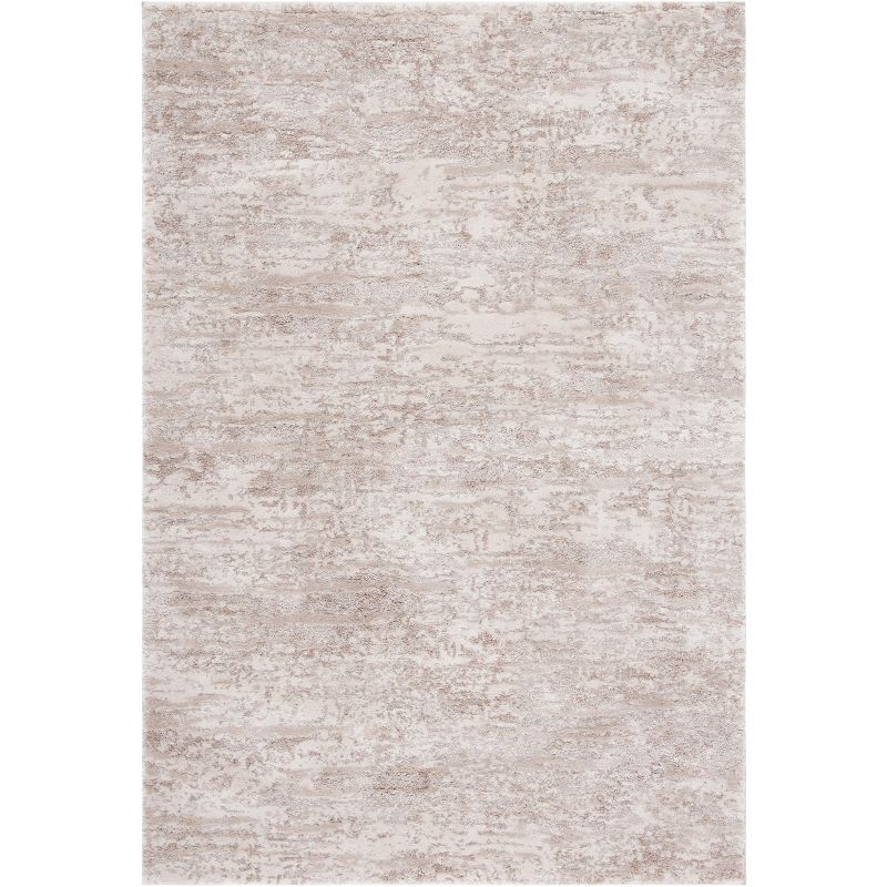 Ivory Beige Abstract Hand-knotted Square Rug