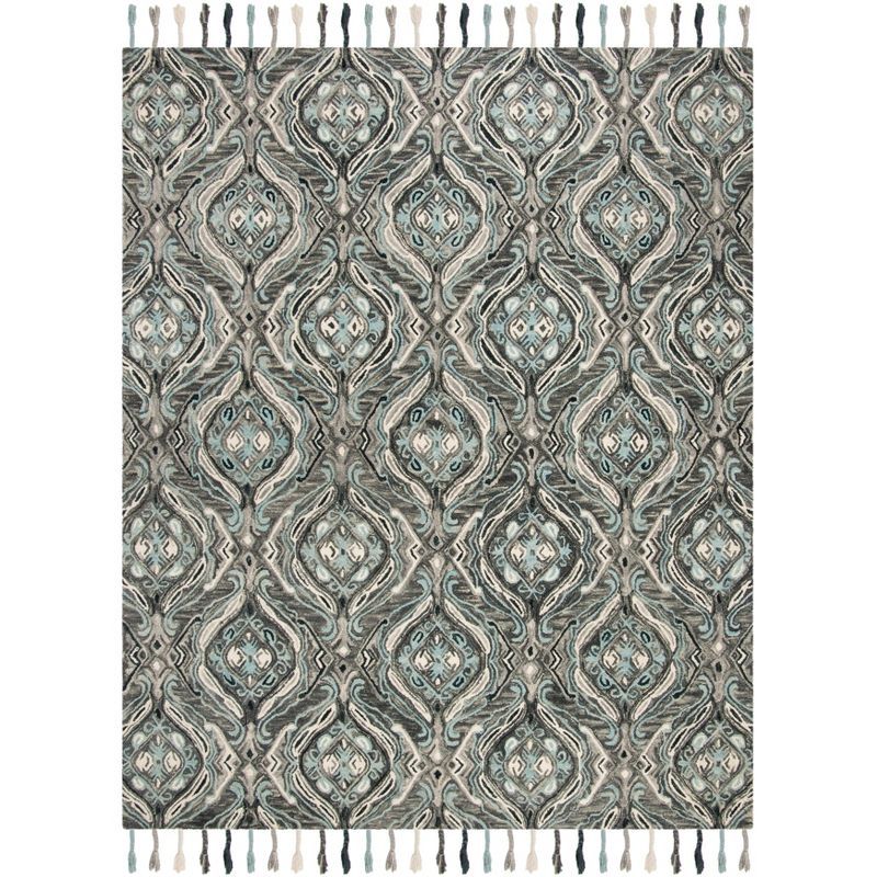 Hand-Knotted Gray Wool 8' x 10' Boho Area Rug