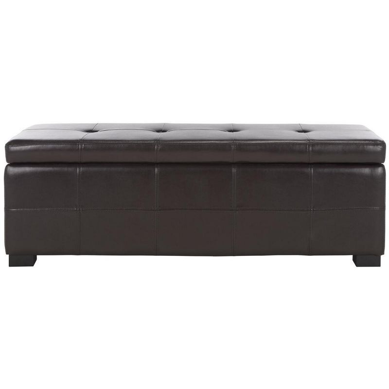 Large Brown Birch Tufted Storage Bench with Hinged Top