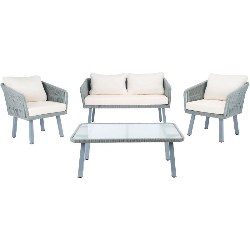 Kerson Grey and Beige Rope 4-Piece Patio Conversation Set