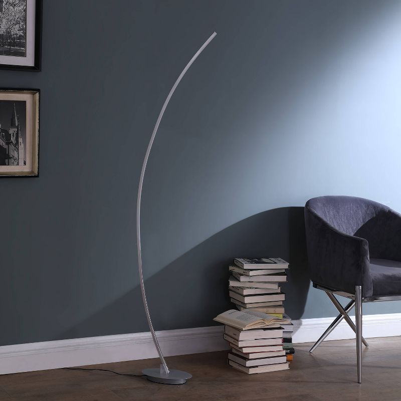 Bradie 62" Silver Arc LED Floor Lamp with Integrated Light