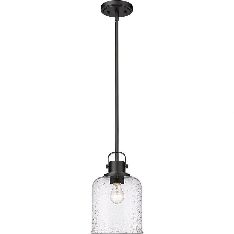 Kinsley 8" Matte Black Transitional Globe Pendant with Clear Seeded Glass