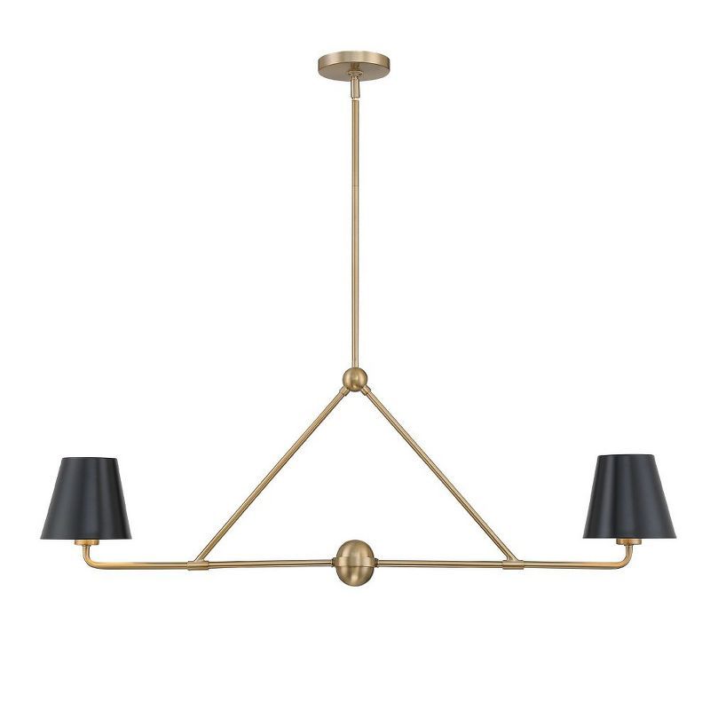 Xavier Gold and Black Steel 2-Light Chandelier