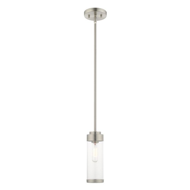 Brushed Nickel Mini Pendant with Clear Glass Shade