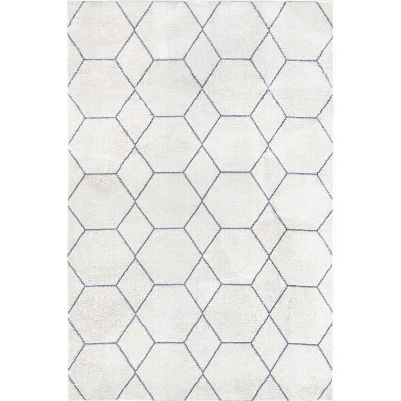 Veronica Blue Geometric Synthetic 5' x 8' Area Rug