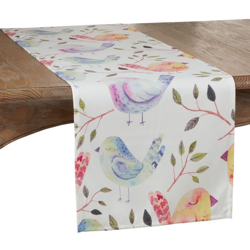 Multicolor Polyester Flock of Birds Table Runner