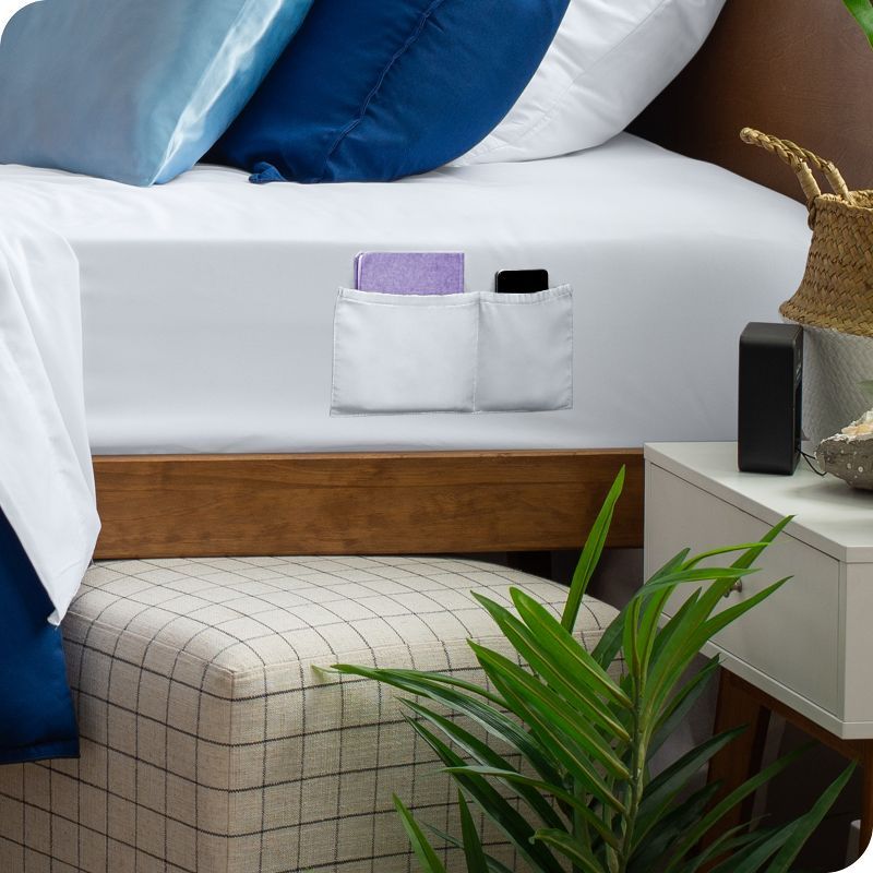 Full White Hydro-Brushed Microfiber Fitted Sheet with Dual Pockets
