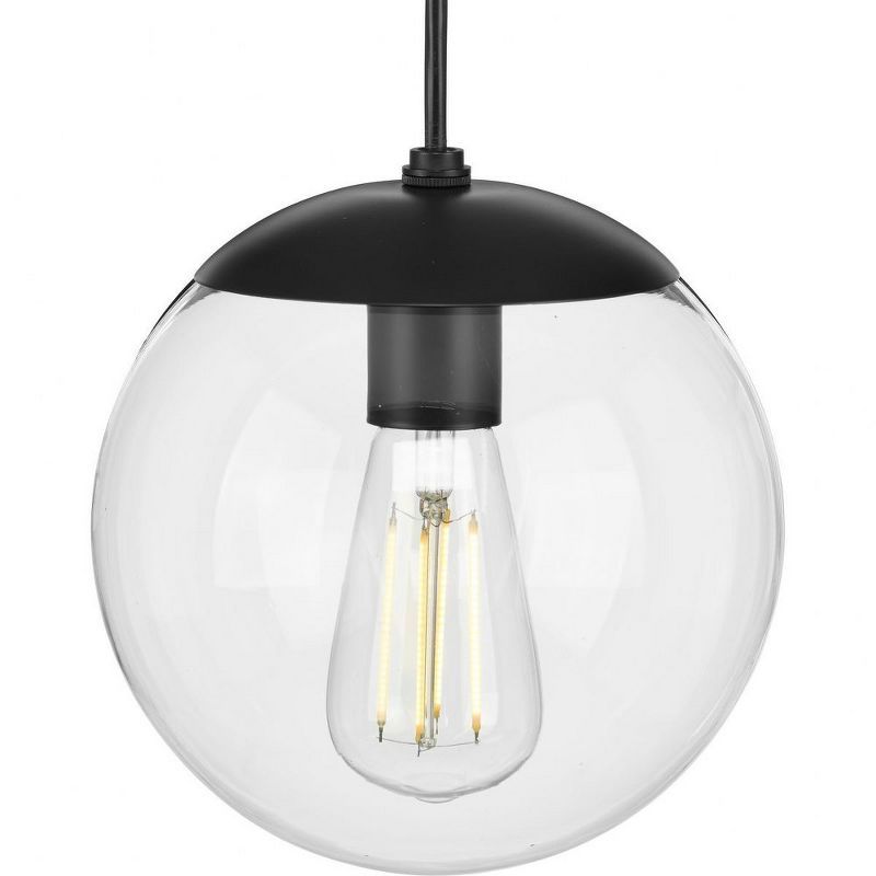 Matte Black Glass Globe Pendant Light with Nickel Accents