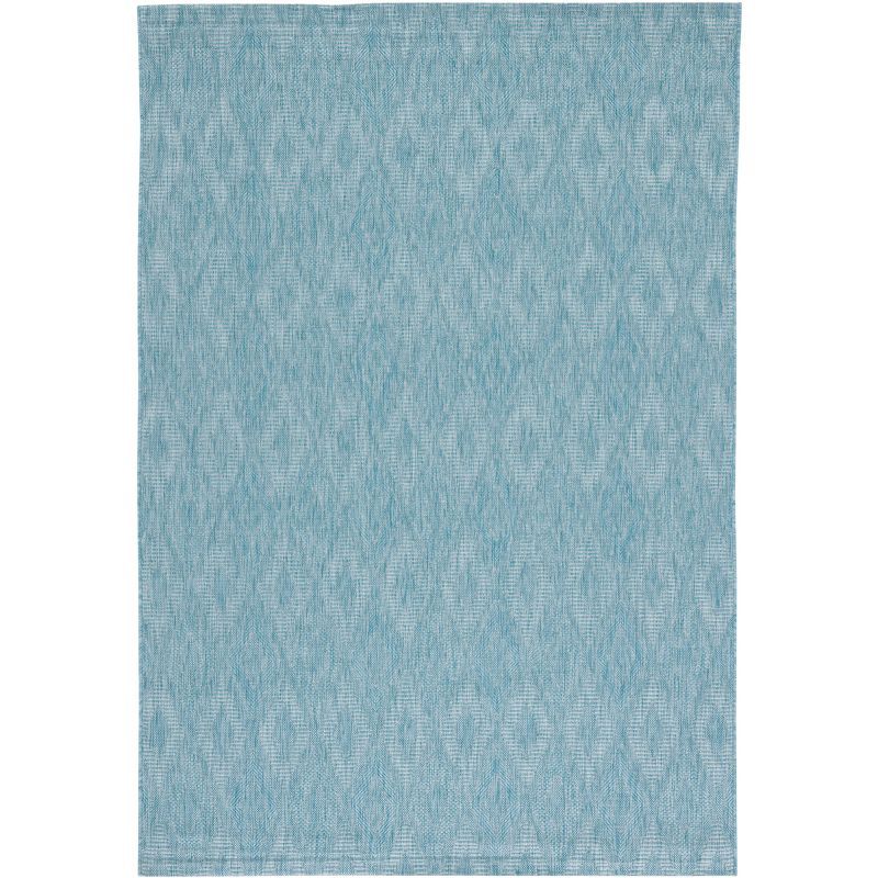 Aqua Diamond Weave 5'3" x 7'7" Synthetic Round Area Rug