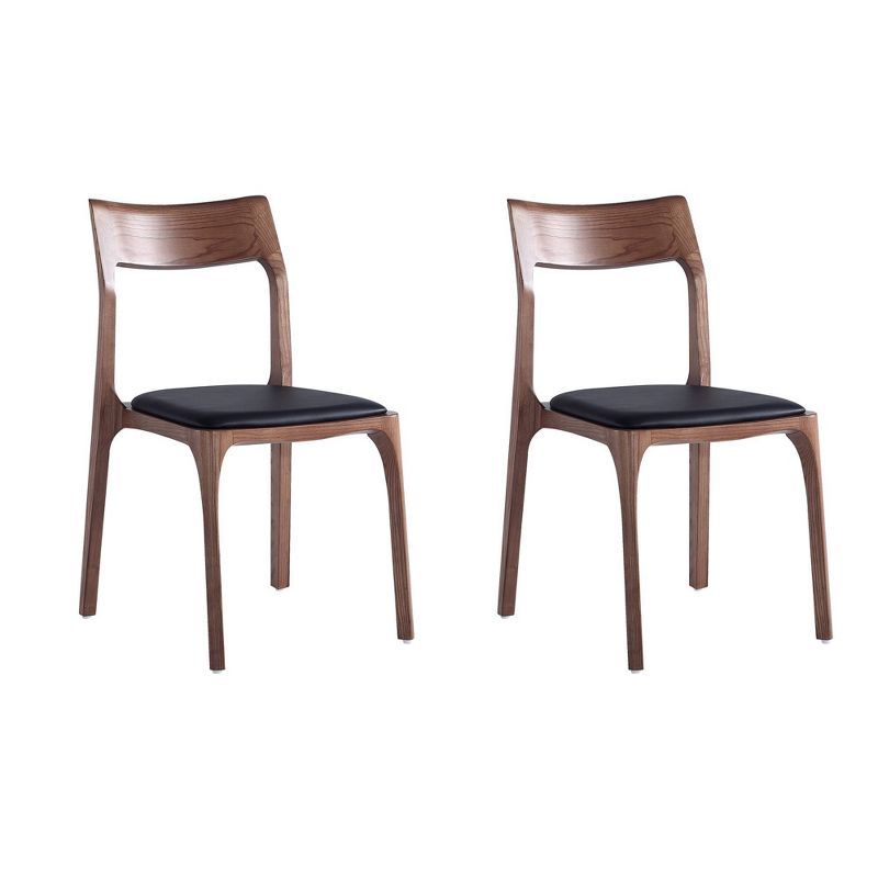 Moderno Walnut and Black Stackable Dining Chairs Set