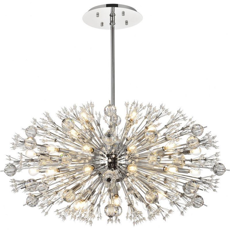 Vera 38-Light Chrome and Crystal Starburst Pendant