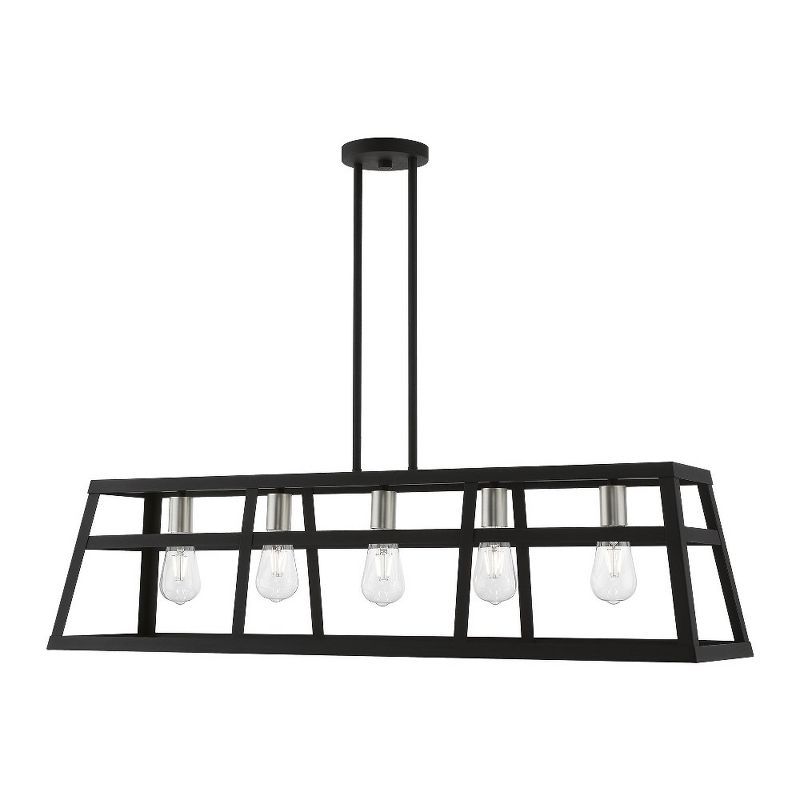 Schofield Black and Brushed Nickel 5-Light Linear Chandelier